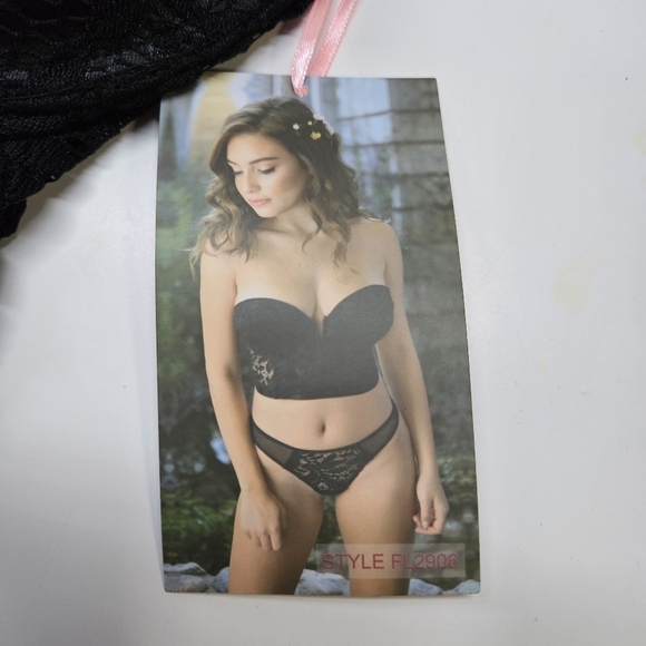 NEW Fantasy Lingerie Midnight Garden Black Bustier Longline Bra Crop Top 3X/4X - Picture 7 of 8